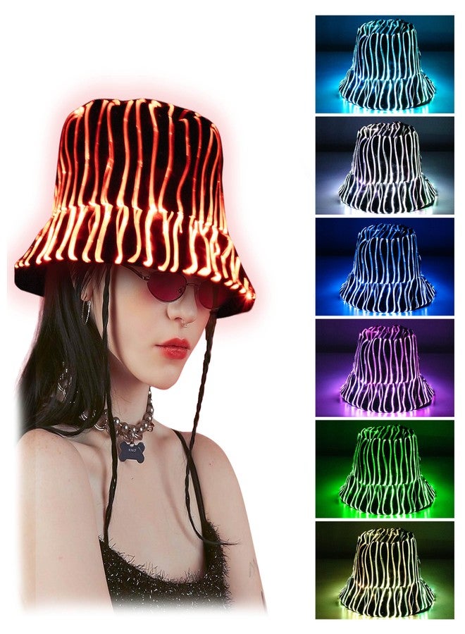 Litdevil Led Bucket Hat, Rave Led Hat 7 Colors, Neon Flashing Festival Gear, Light up Hat Rave Accessory, Funny Bucket Hat (US, Alpha, Large, Black) - Image 1